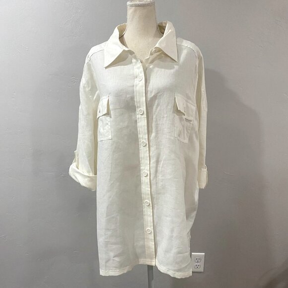 NWT 100% Linen Button Up Blouse 3XL - Picture 1 of 8